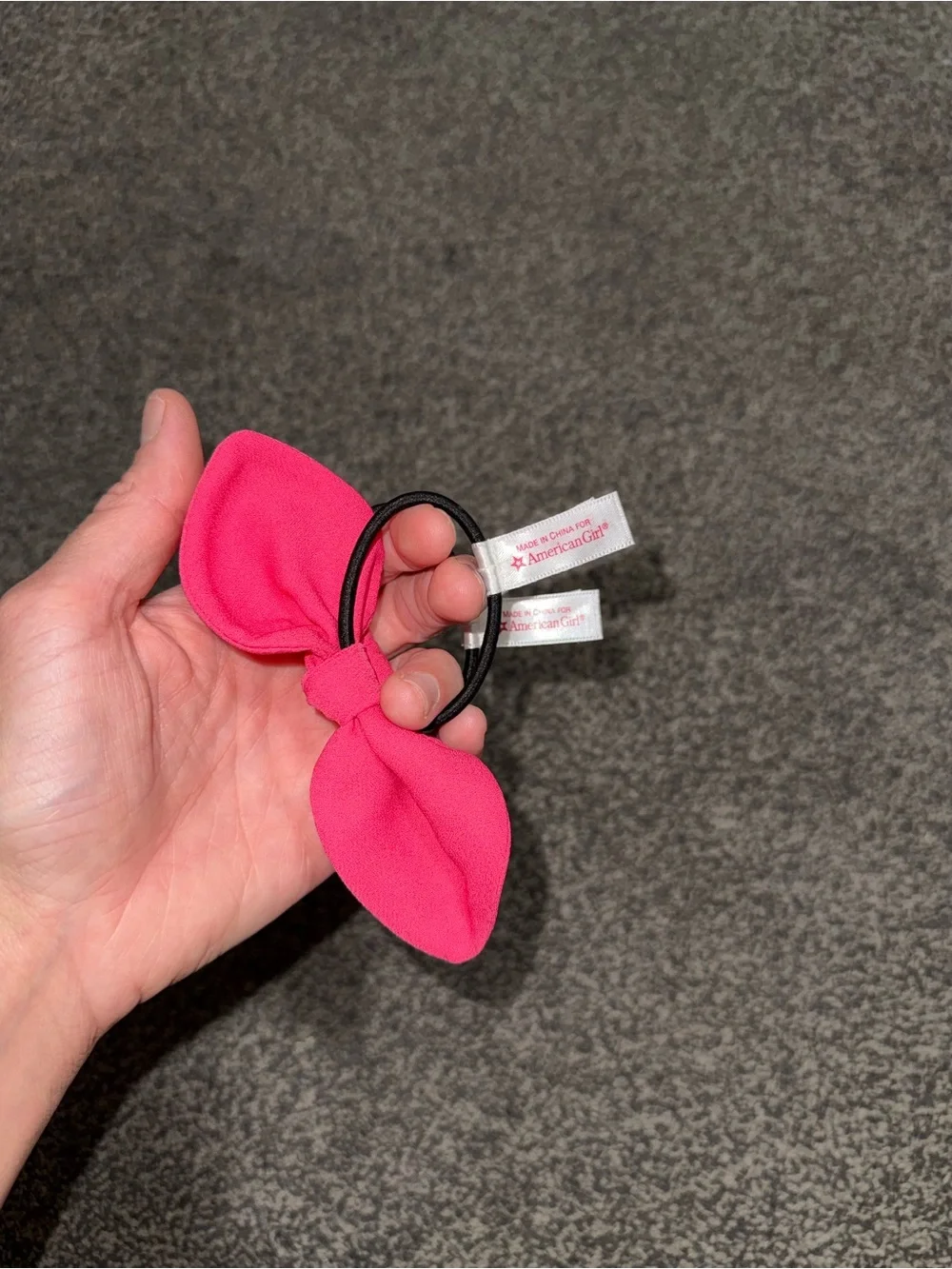 American Girl Doll Pink Bow Hair Ties Set of 2 Ponytail Accessories